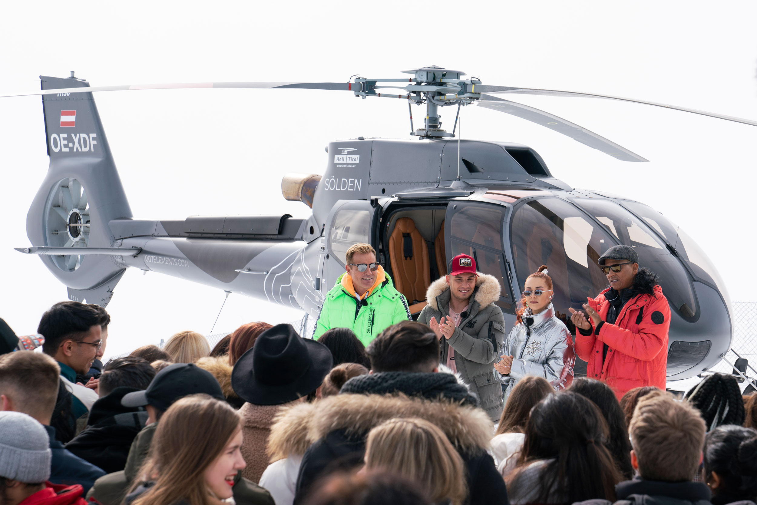 DSDS Jury – Hubschrauberflug zum ice Q in Sölden