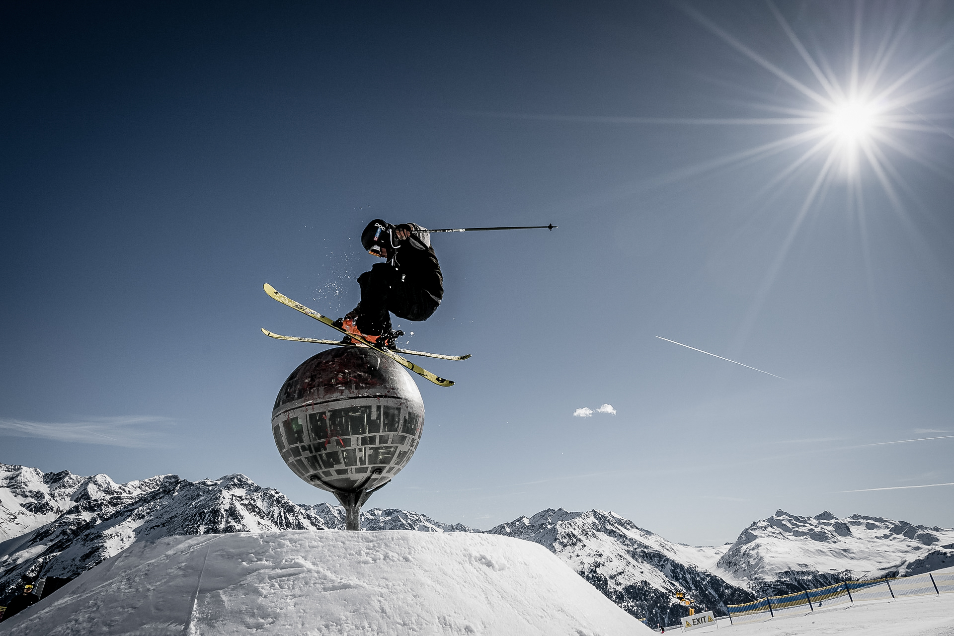 Action im Snowpark am Giggijoch in Sölden