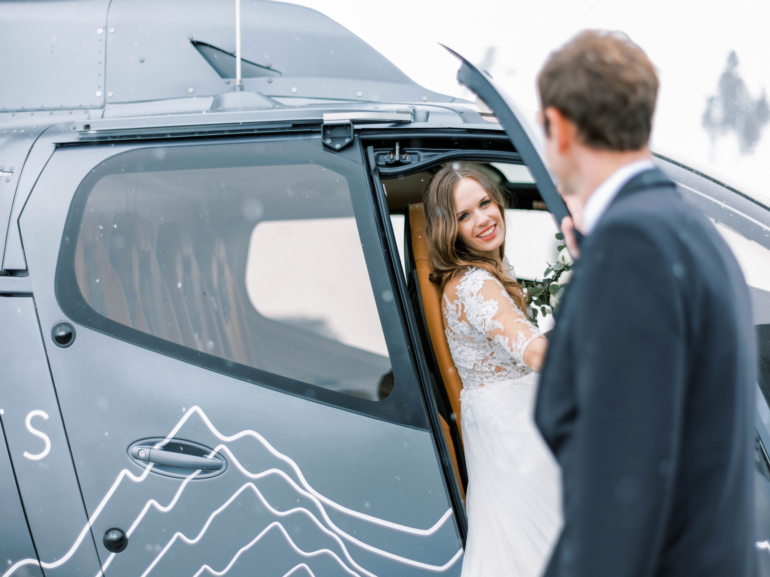 Winterhochzeit Hubschrauberflug Sölden