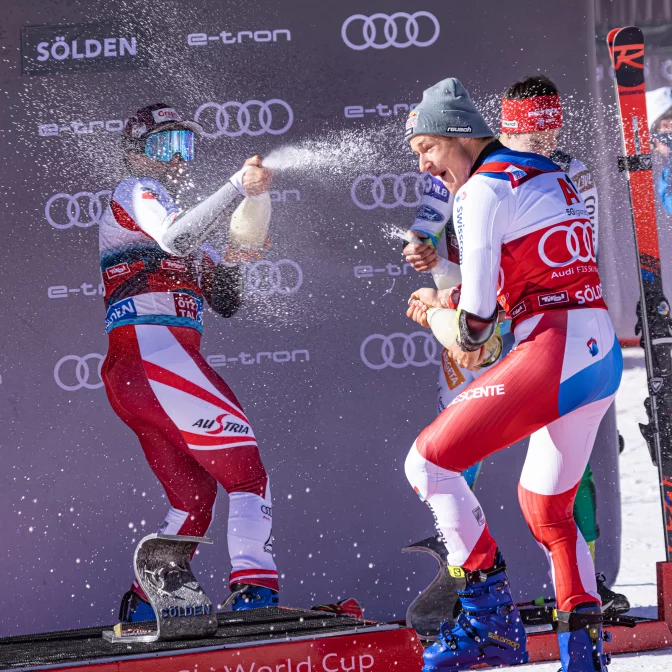 Skiweltcup Sölden 2021 Podium Riesentorlauf der Herren